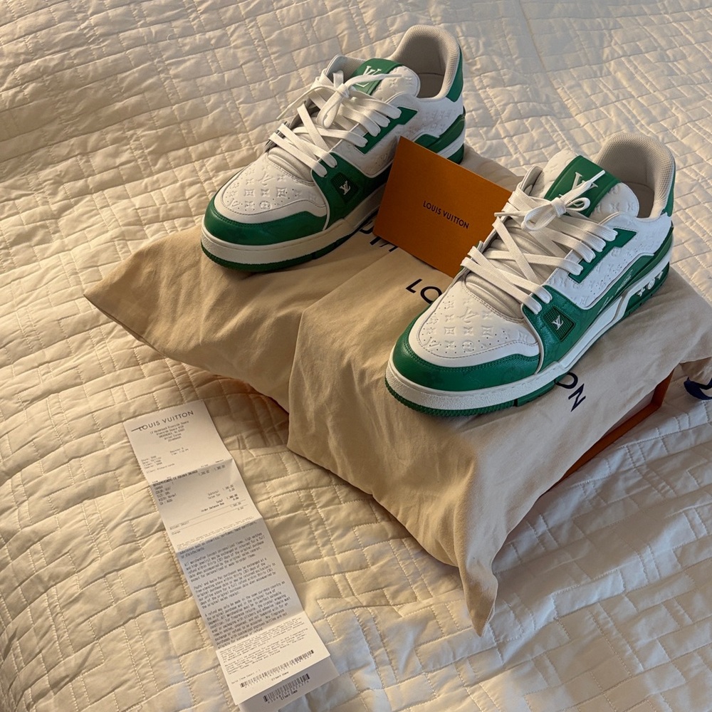 Louis Vuitton White and Green trainer’s.